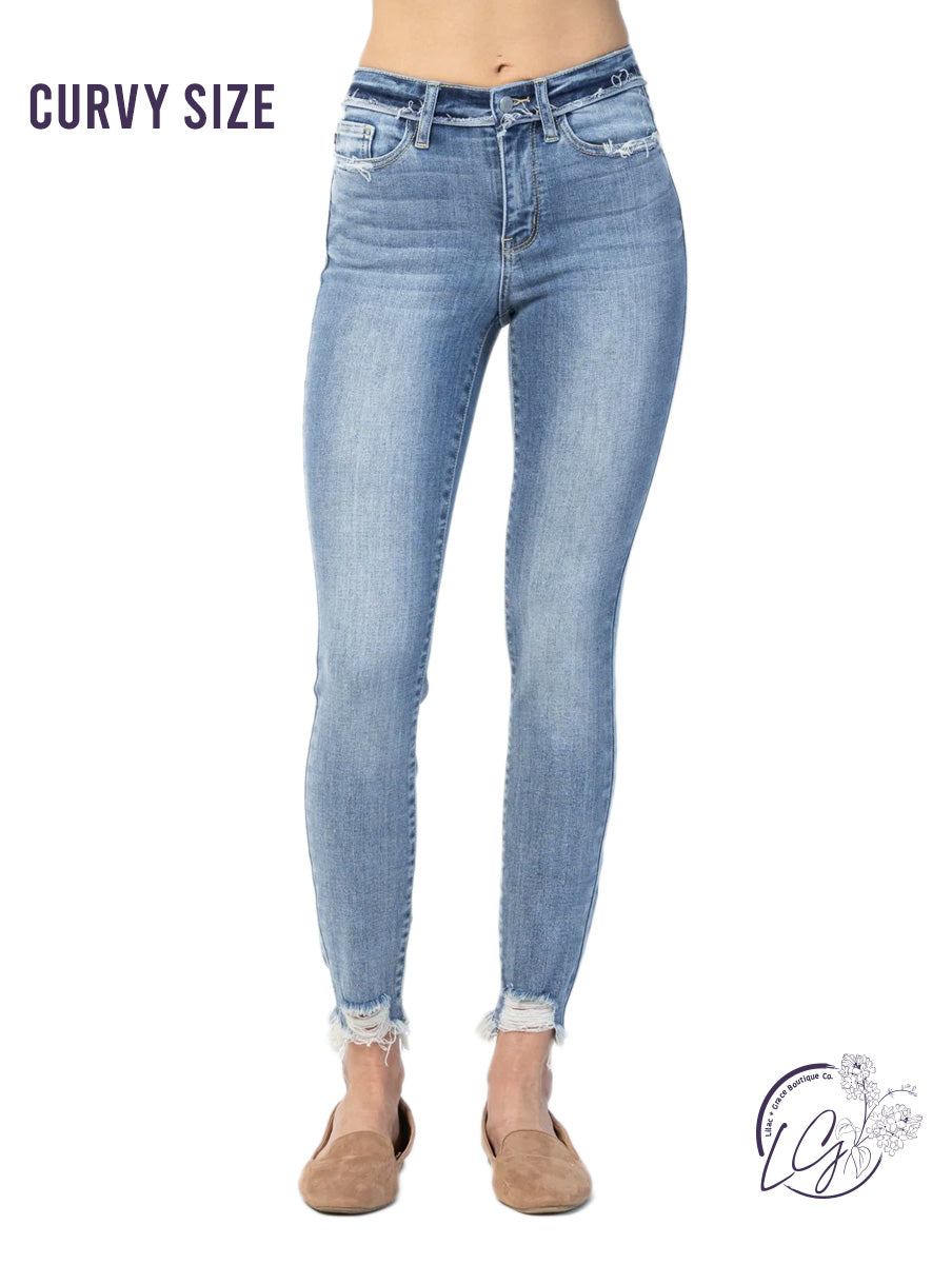 Curvy Alana Mid-Rise Waistband Detail Skinny by Judy Blue