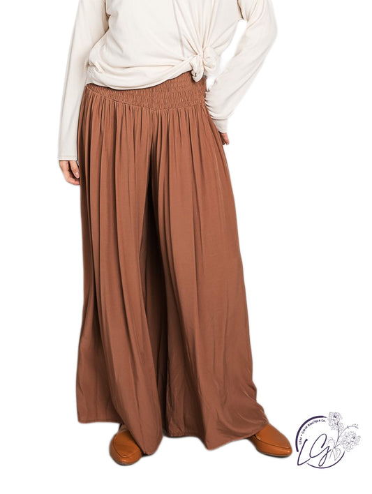 (SALE) Smocked Elegance Wide-Leg Trousers