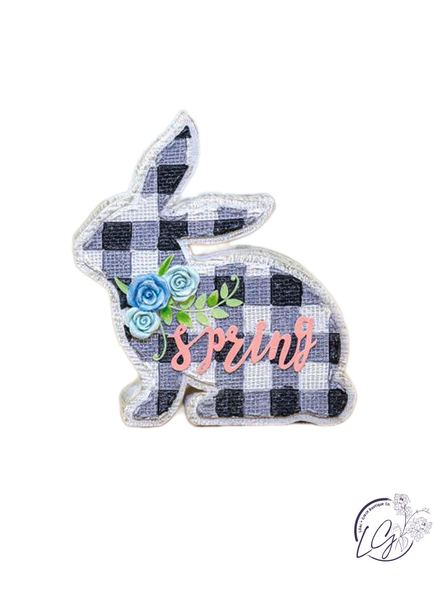 BLACK GINGHAM EASTER SPRING BUNNY TABLETOP