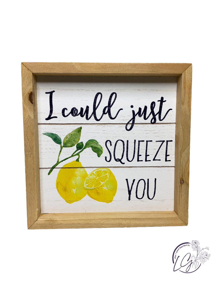 WOOD FRAMED LEMON TABLETOP/WALL SIGN