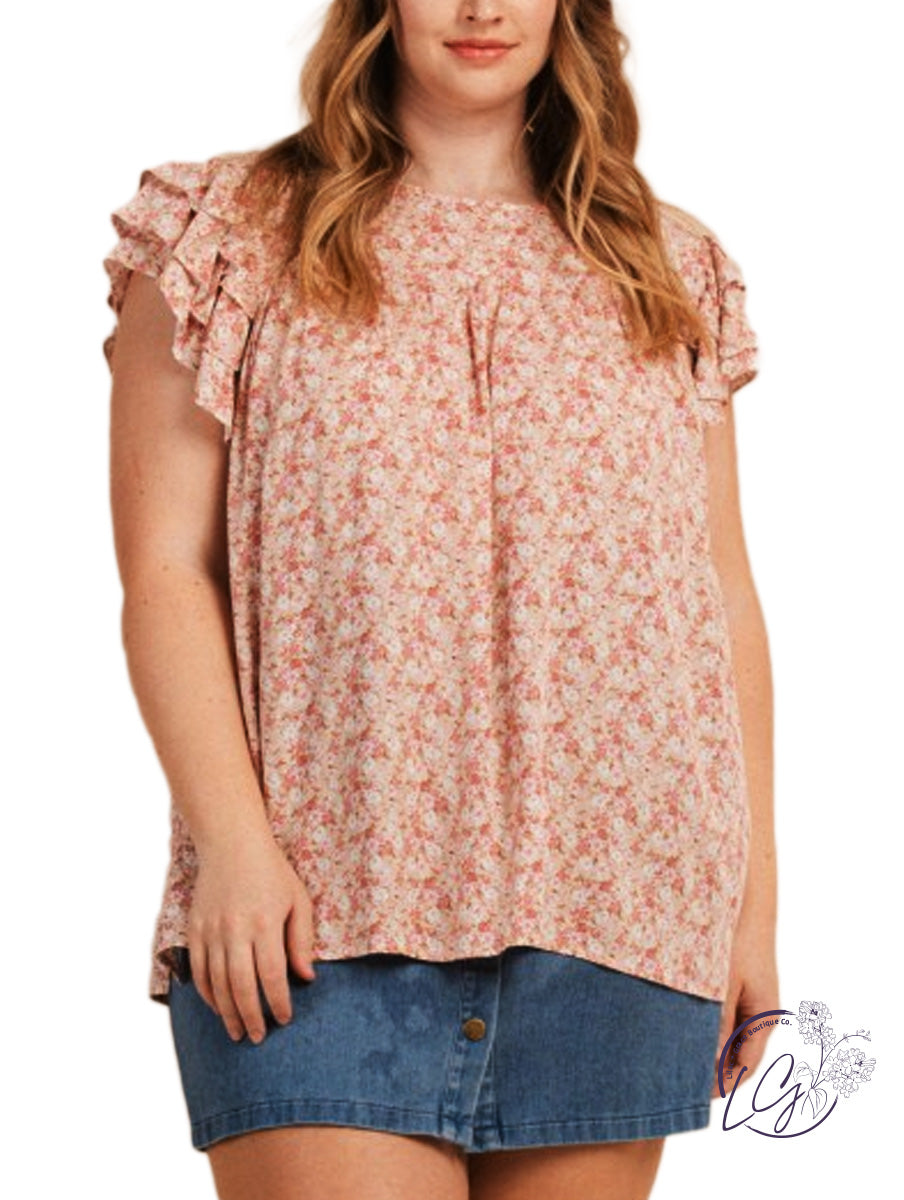 Curvy Floral Printed Woven Top