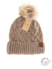 Chunky Braided Cable Knit Fur Pom CC Beanie