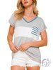 More Celebrations Striped V-Neck Tee