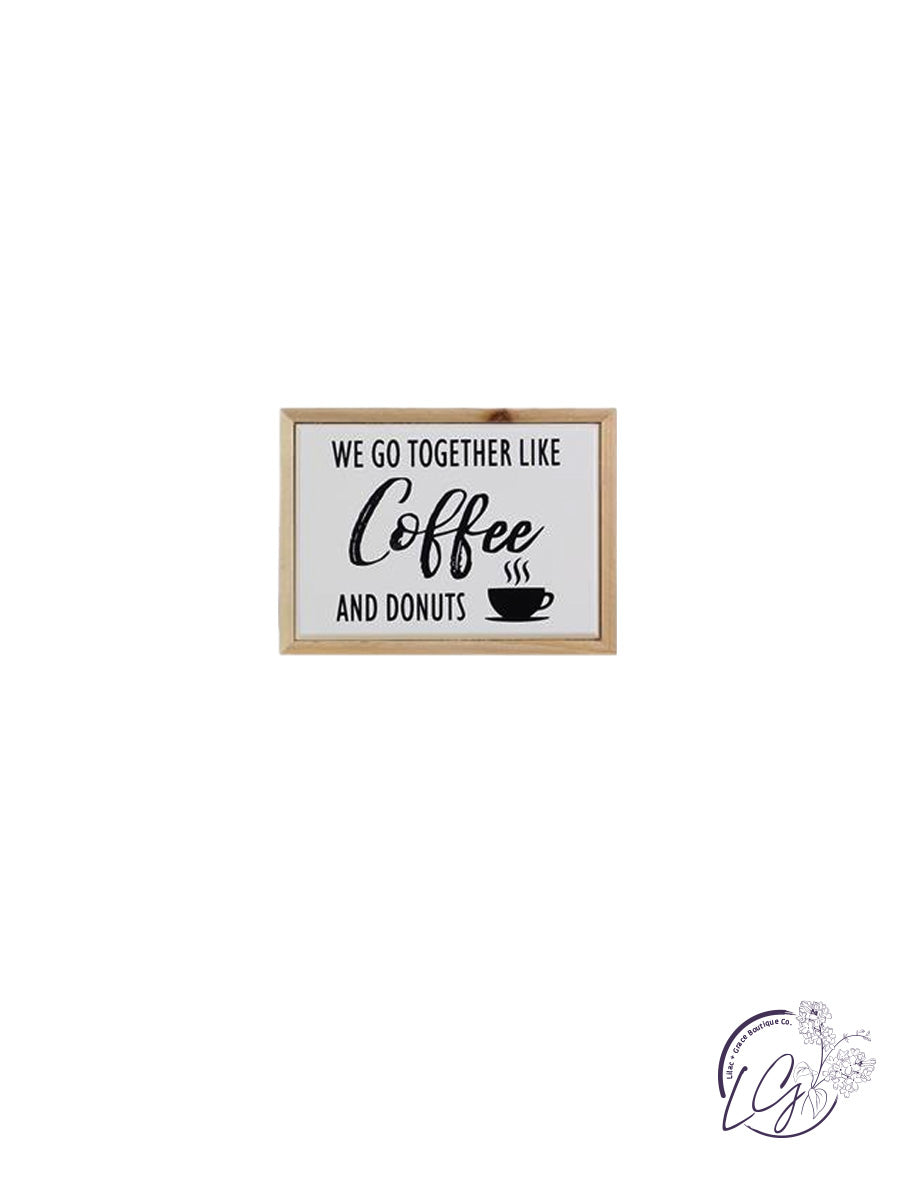 WOOD FRAMED ENAMEL FINISH COFFEE WALL SIGN