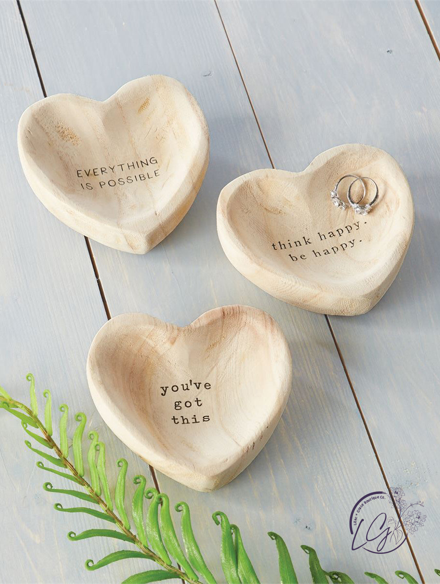 WOOD HEART TRINKET TRAY