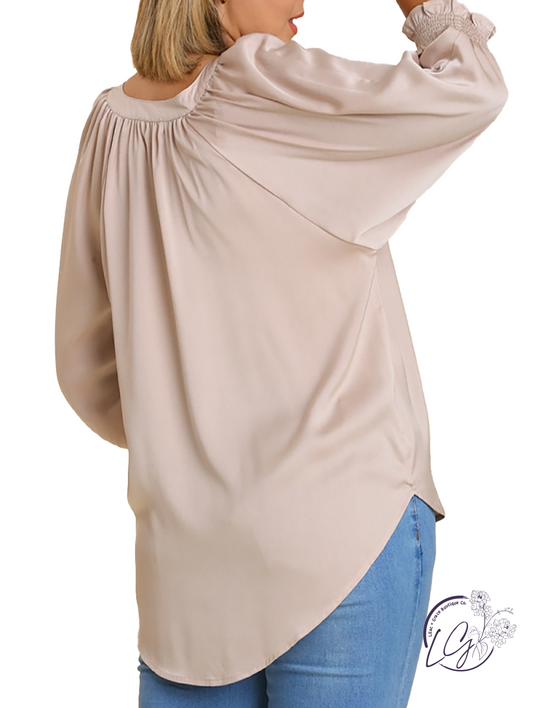 (Sale) Curvy On My Wishlist Satin Blouse