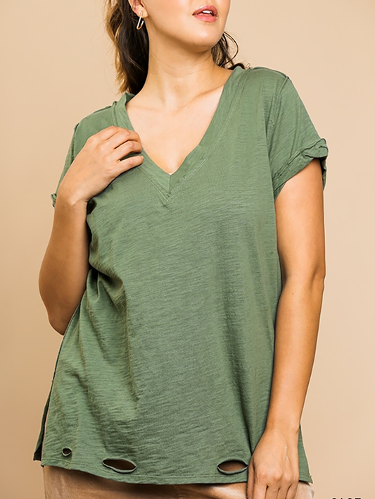 Curvy Enjoy The Days V-Neck Tee