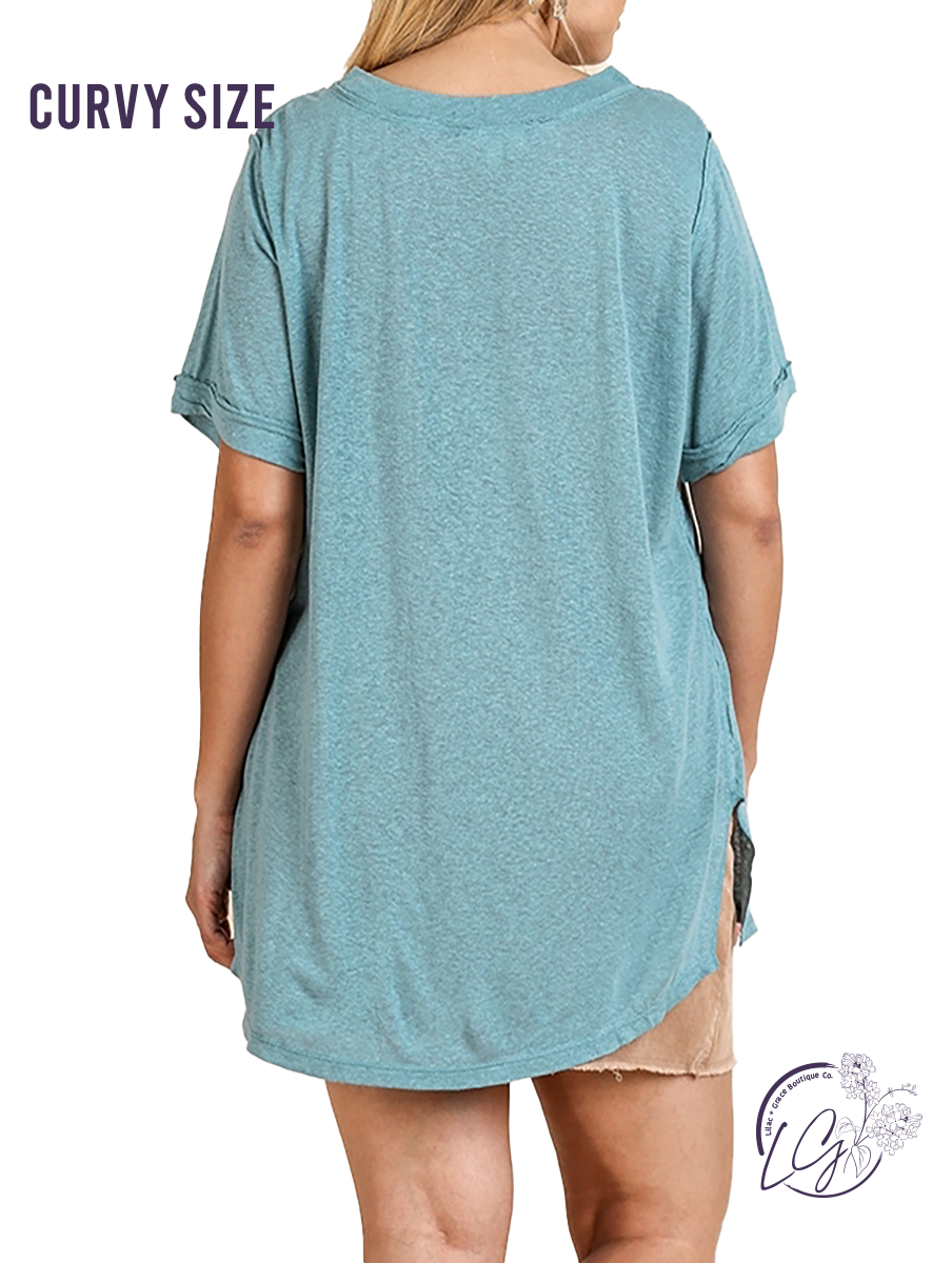 Curvy Just Another Day Basic V-Neck Tee