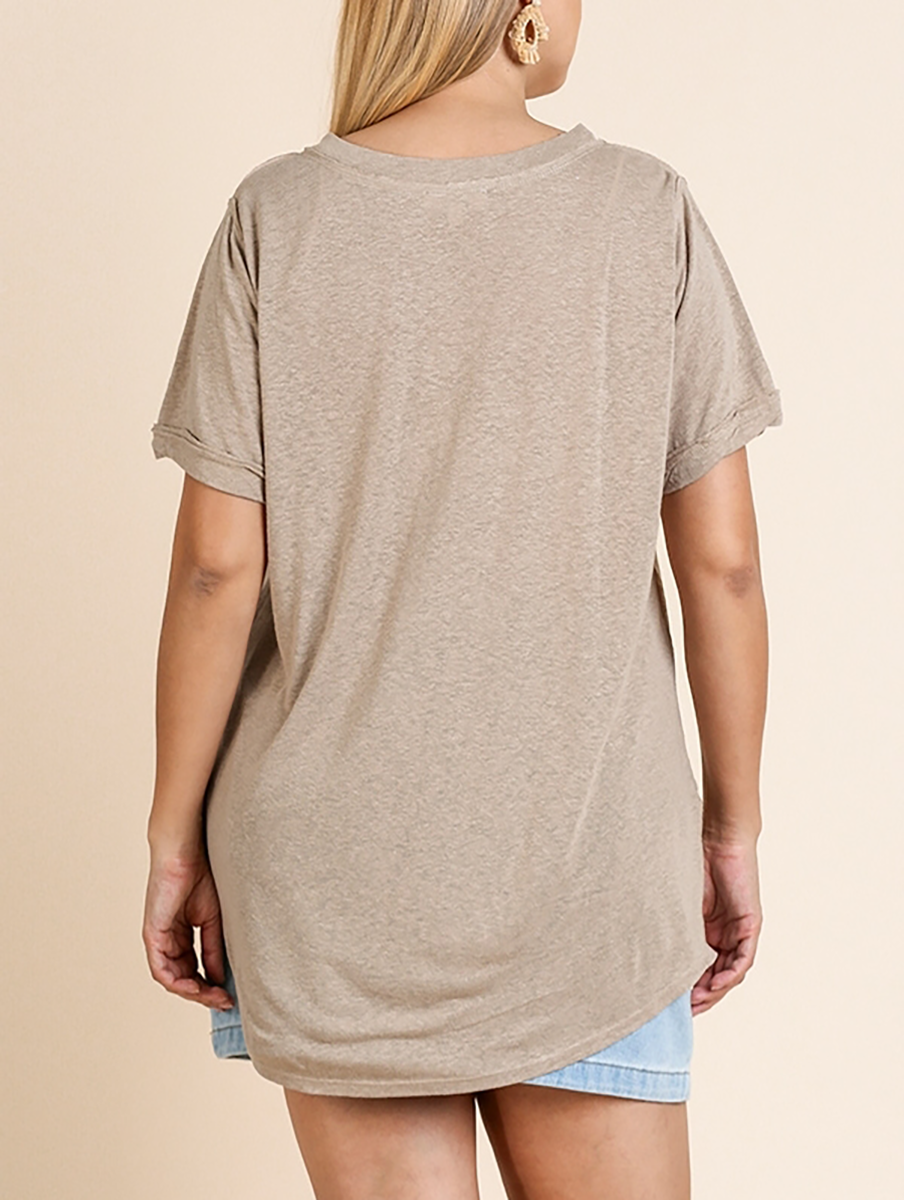 Curvy Just Another Day Basic V-Neck Tee