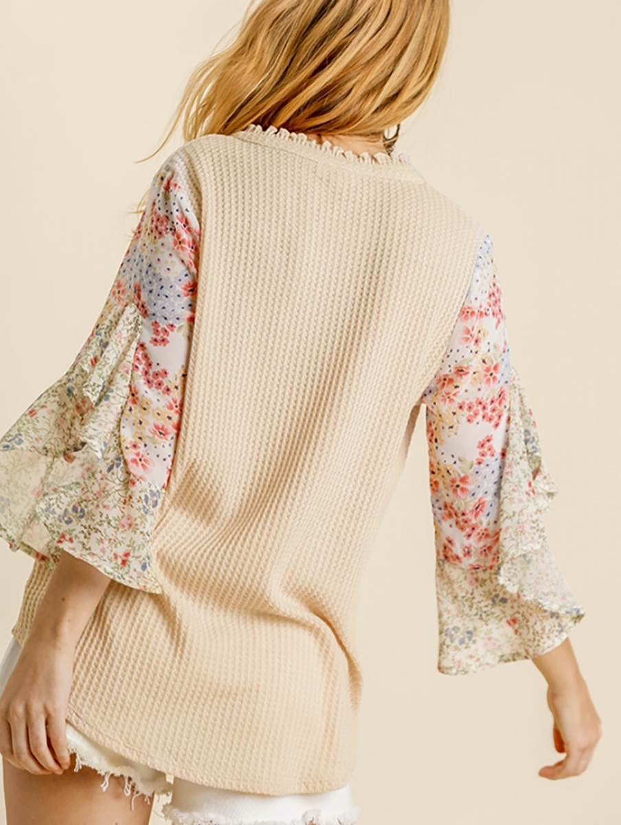 This is the Move Floral Waffle Knit Top